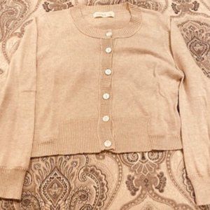 Laurie B. Beige Knit Cropped Cardigan